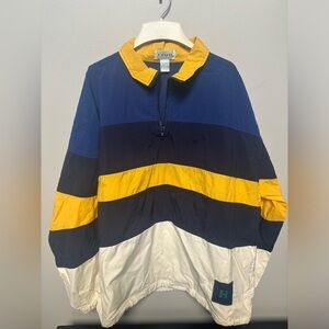 IZOD 90s pullover oversize water repell Wind breaker-nautical preppy yellow blue